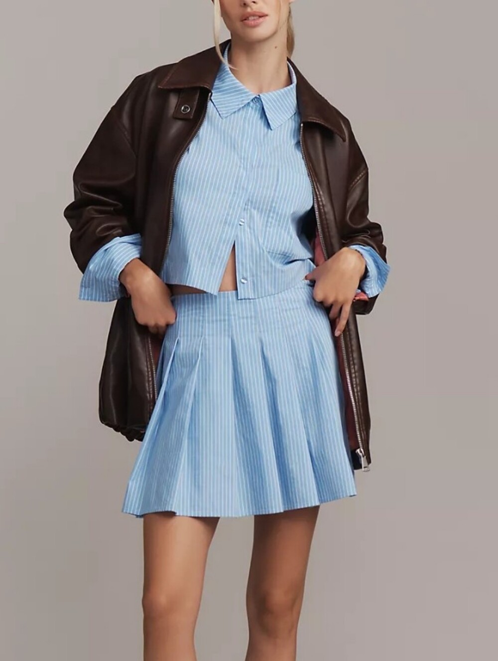 NWT Maeve Stripe Pleated Mini Skirt